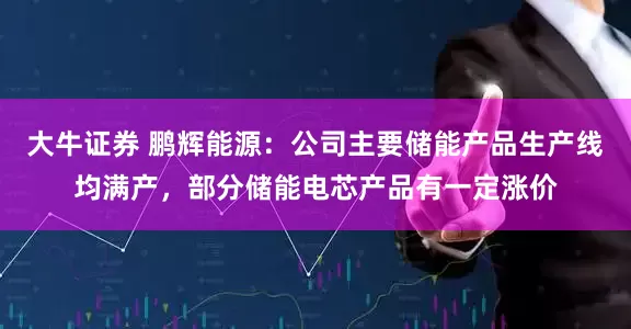 大牛证券 鹏辉能源：公司主要储能产品生产线均满产，部分储能电芯产品有一定涨价